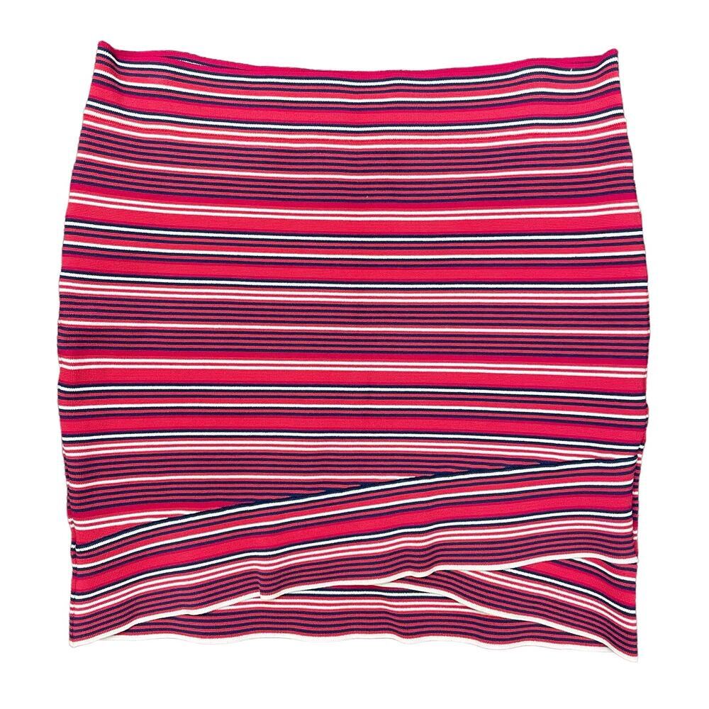 Striped Mini Skirt Red White Blue Bodycon Casual Party BCBG BCBGMazazria Large